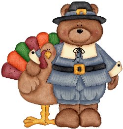 Image of turkey and pilgrim bear